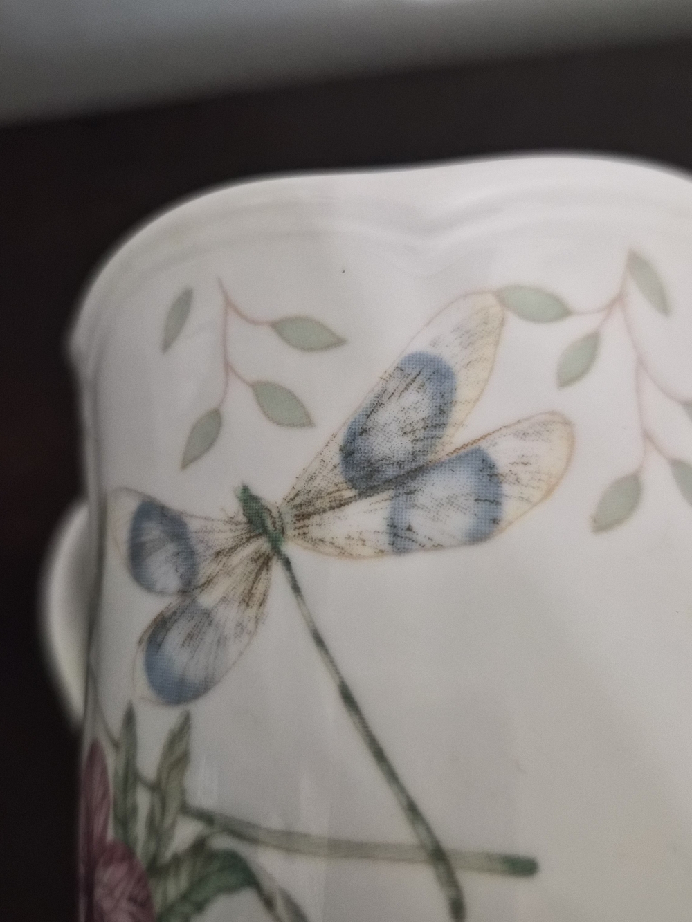 Lenox "Dragonfly" Fine China Mug – Butterfly & Dragonfly Floral Coffee Cup - Picture 6 of 7